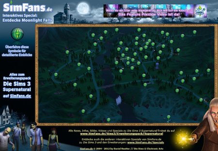 Интерактивная карта городка Мунлайт Фолс в The Sims 3 Сверхъестественное