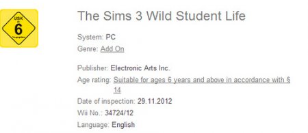 Дополнение The Sims 3 Университет получило рейтинг в Германии