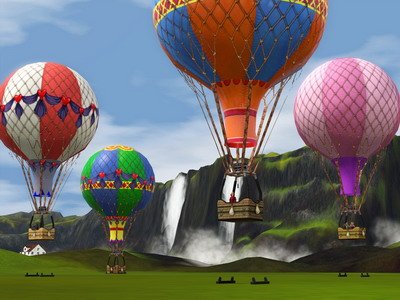Воздушный шар в городке Aurora Skies